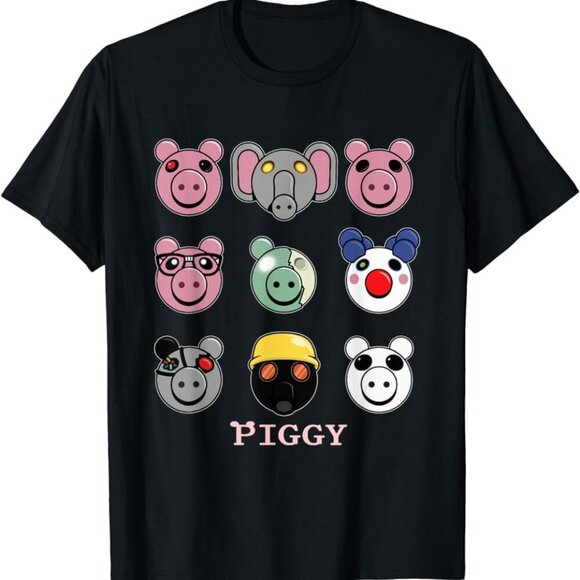 Olin D Tops - Thinknoodles Piggy Faces Gamer Meme YouTube Fan Graphic Statement Collector Tee